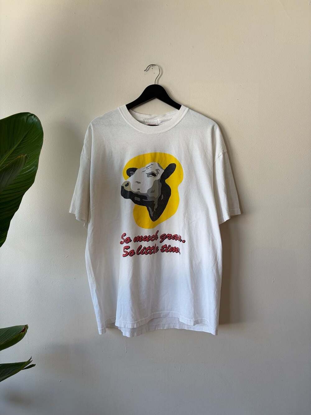 Hanes Heavyweight So Much Grass So Little Time Cow Size XL White
